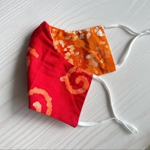 Orange & Red Batik Reversible Mask with Adjustable Straps, Printed Masks